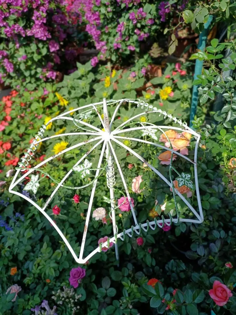 1Pc Potted Iron Climbing Trellis Rose Cream Clematis Outdoor Home Garden Umbrella Shape Climbing Vine Support Frame