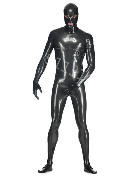 

New Latex 100% Rubber Gummi Catsuit black bodysuit Includes gloves, socks and headgear Size XS-XXL 0.4mm