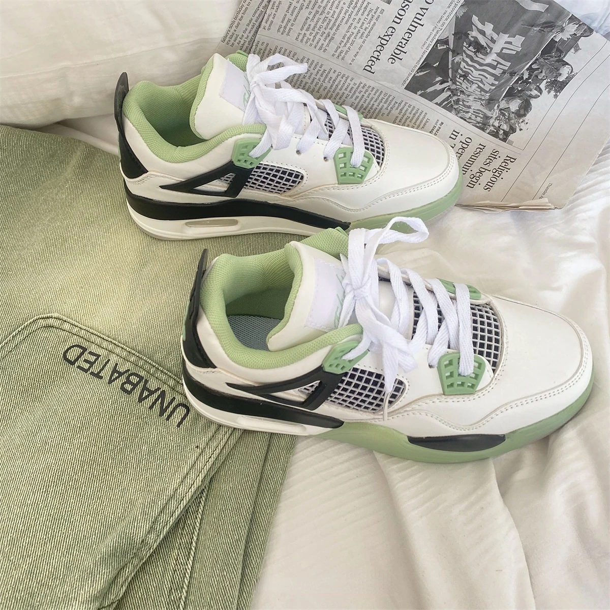 Women's Sneakers 2023 New Breathable Mesh Platform Casual Sneakers Sneakers Men's Tennis Women's Vulcanized Shoes Green Novelty