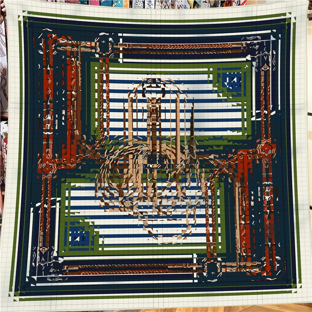 POBING 30% шелк 70% кашемировый шарф Женские Геометрические квадратные шарфы в рулоне