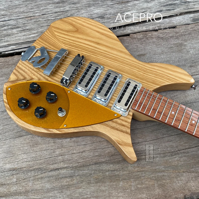 Электрогитара Ash Body естественного цвета 325 с тремя мини-хамбакерами 34 дюйма