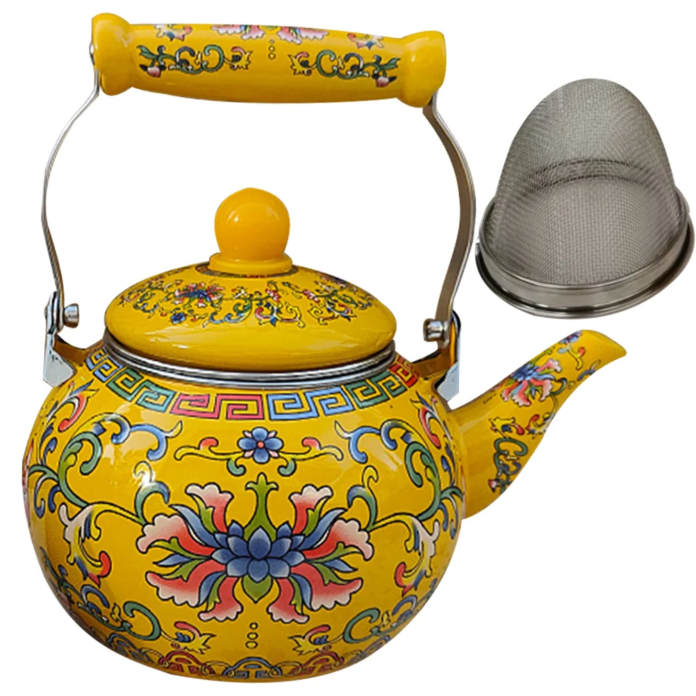 

Enamel Kettle Vintage Decor Stovetop Loose Leaves Household Water Pot Cold Thicken Teapot Office Teakettle