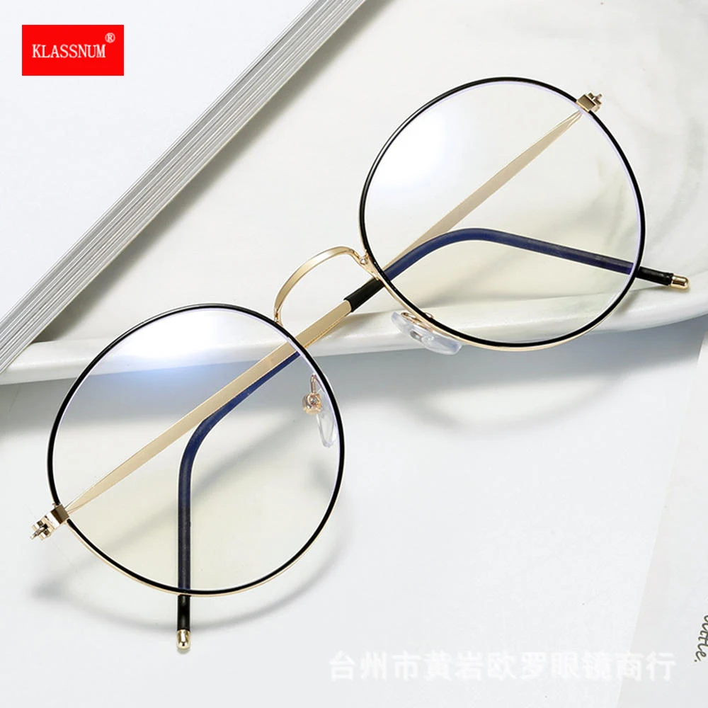 

Vintage Retro Round Metal Spectacles Frame Women Men Anti Blue Light Ray Blocking Eye Computer Glasses Frames Clear Lens Eyewear