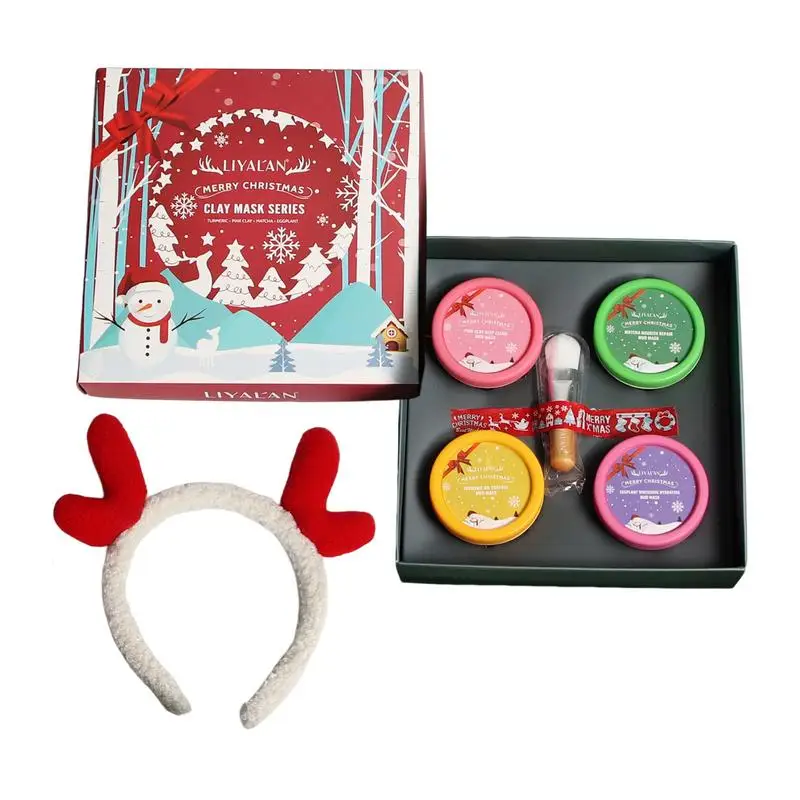 

Набор глиняных масок 4 вида рождественские товары для красоты глиняная маска для лица самоуход Подарки для женщин маска для лица женский уход за кожей