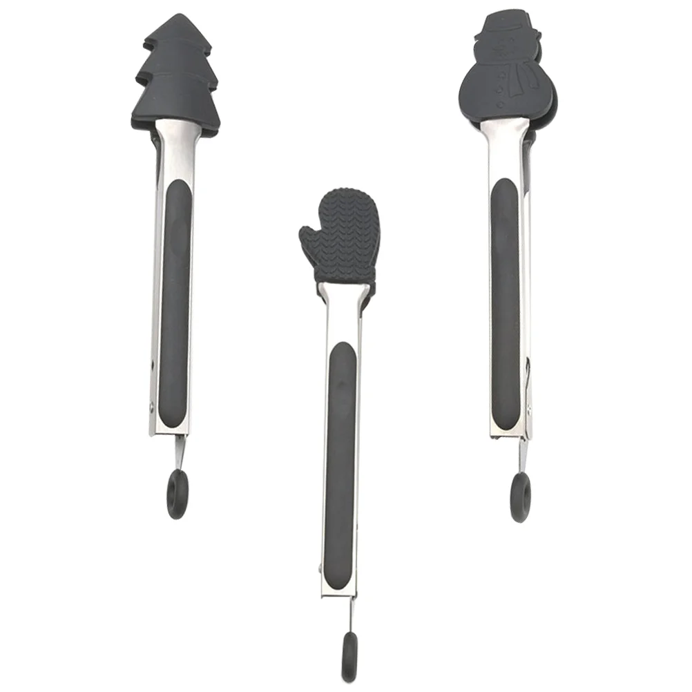 

Tongsclamp Christmas Bread Silicone Clip Tong Grilling Versatile Kitchen Clips Salad Bbq Buffet Stainless Steel Cooking Serving