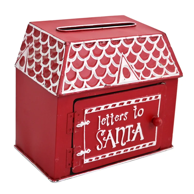 

New Year Christmas Box Metal Ornament Wish Mailbox Letter From Santa Claus Kids Merry Christmas Home Decoration