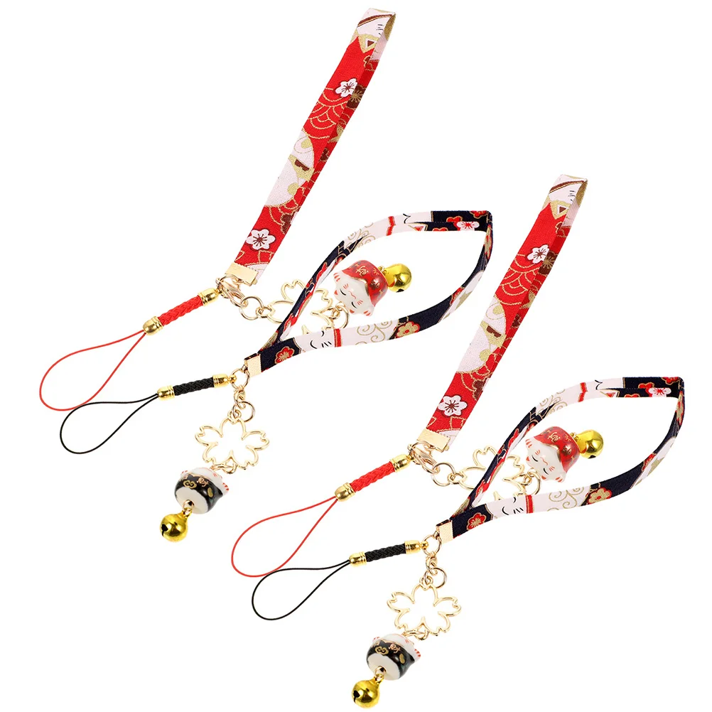 

Cat Keychain Charm Fortune Pendant Maneki Ornament Japanese Neko Hanging Strap Lanyard Beckoning Purse Keyring Bell Amulet