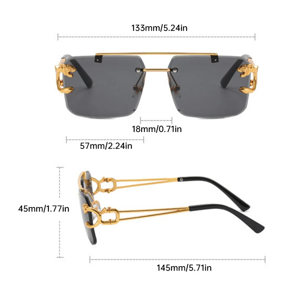 Ретро гепард украшения без оправы солнцезащитные очки для женщин мужчин