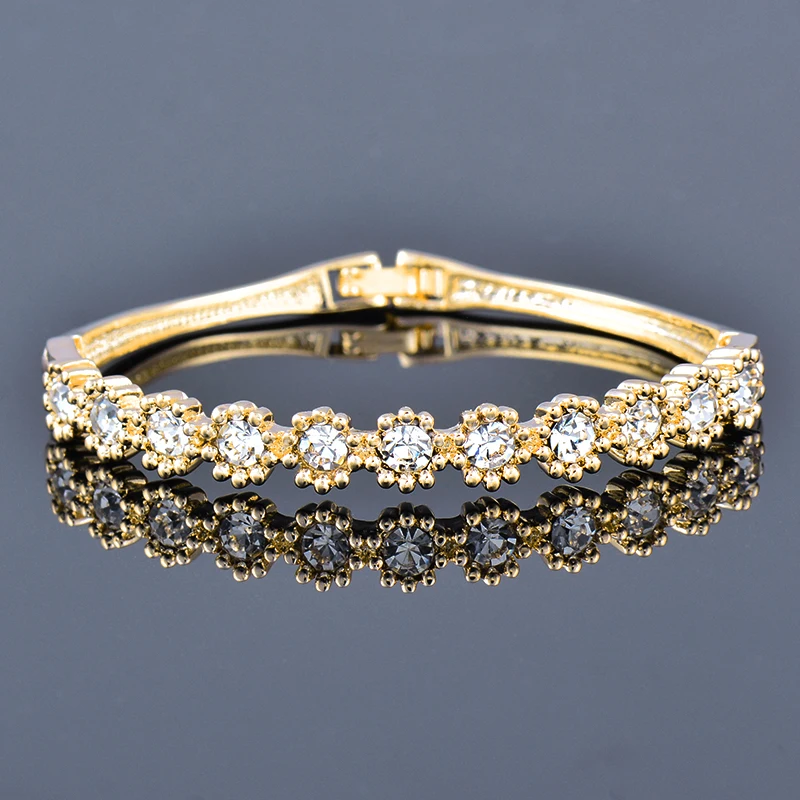 

KIOOZOL Charm Crystal Flowers Cubic Zirconia Women's Bracelets on hand Rose Gold Silver Color Wedding Jewelry 2022 Trend 478 KO1