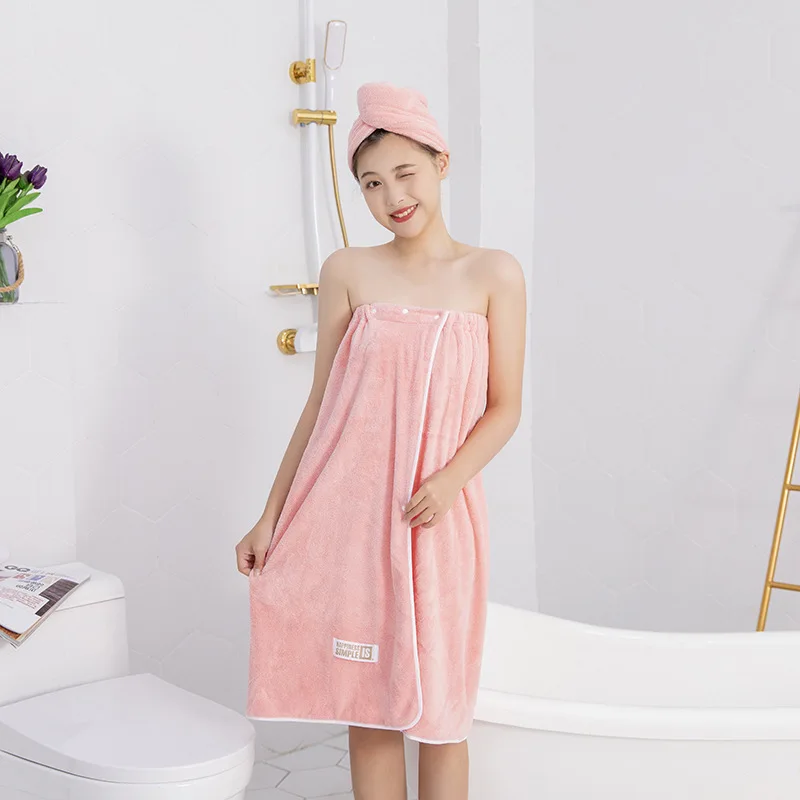 

Soft Coral Fleece Bath Towel with Thickened, Quick-Drying, Water-Absorbing, Convenient Button Closure, Net Weight 350g