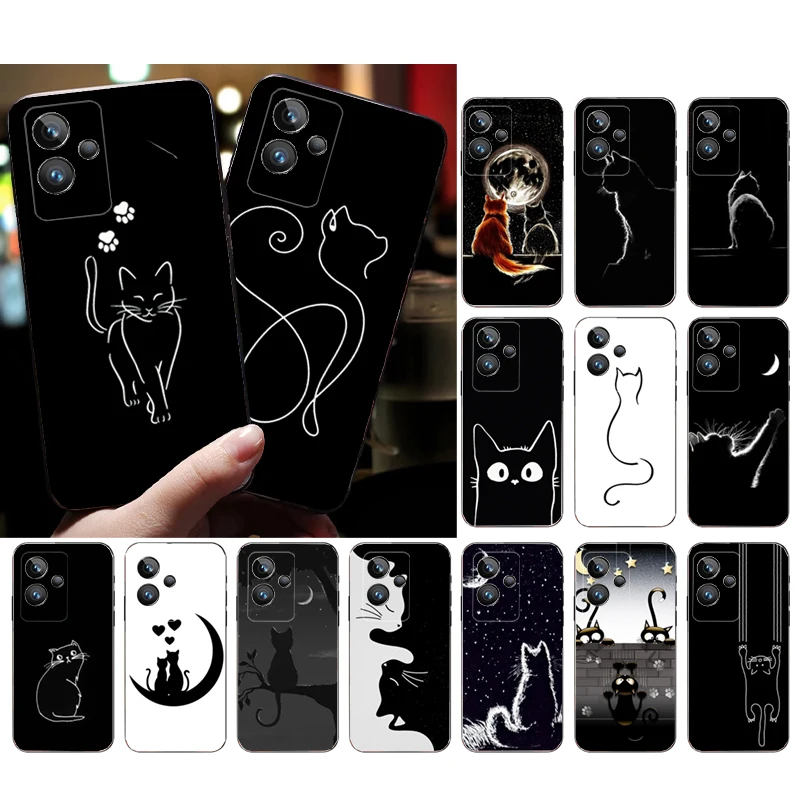 

Black Cat Phone Case for OPPO Realme 10 Pro Plus 9 8 7 6 Pro GT 2 Pro X2 Pro C21Y C11 X3 SuperZoom Funda