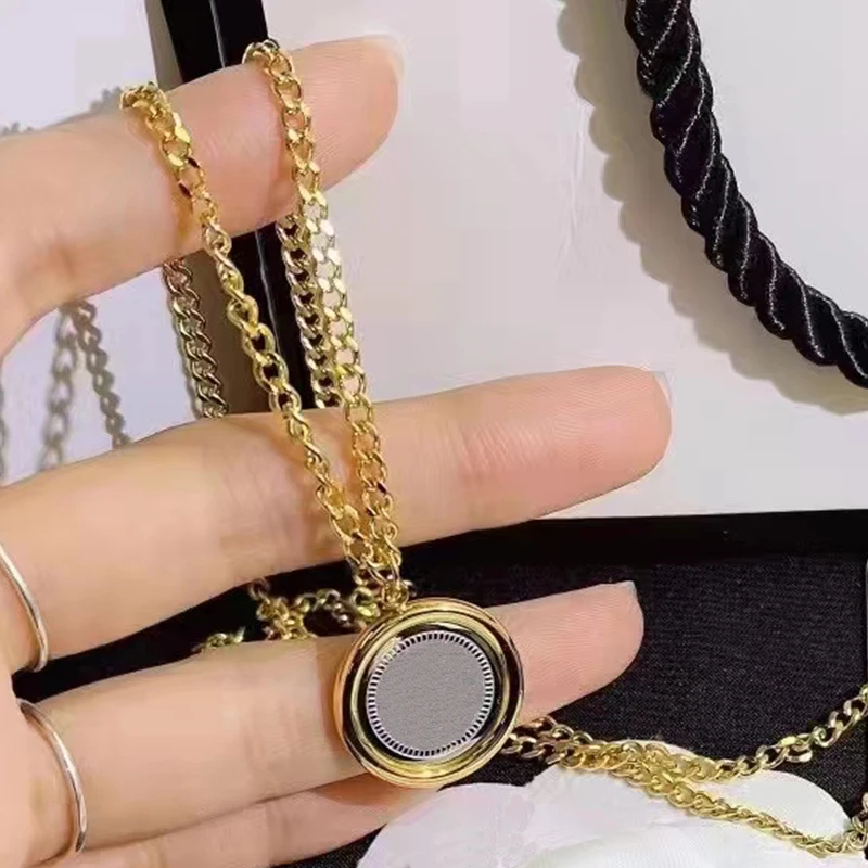 

Stylish Gold Titanium Steel Disc Necklace with Simple Letters Women Pendant Ornaments Retro Everyday Accessories