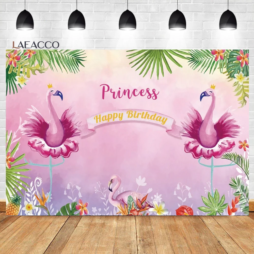 

Фон для фотосъемки с изображением летних фламинго, тропических листьев, цветов, розовых цветов, детей
