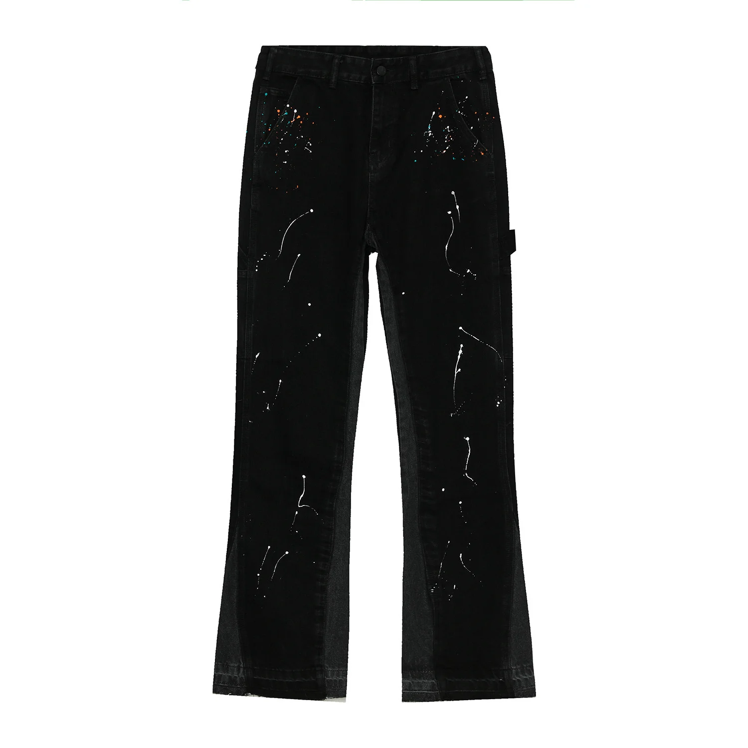 

Autumn Retro 2023 Wash Personality High Street Water Splash Ink Paint Process Rough Edge Men's Floor Mop Jeans Pants