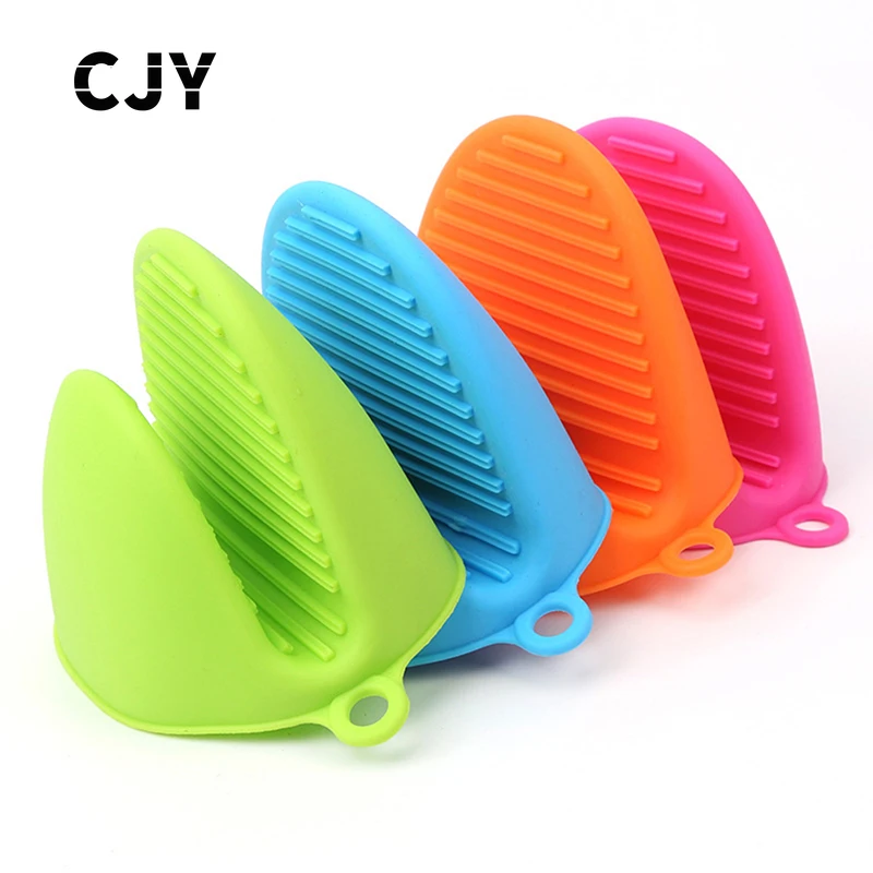 

5 Colors Cooking Microwave Non-slip Gripper Pot Holder Silicone Gloves Oven Heat Insulated Finger Gloves Kitchen Baking Tools