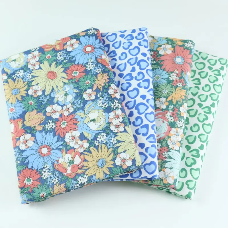 

160x50 см Модная хлопковая саржевая ткань с цветочным принтом для шитья, летнее одеяло, постельное белье