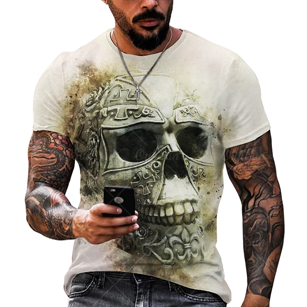 

Horror Skull 3D Printed T Shirt Men Summer Casual Street Fashion O Neck Breathable Oversized T Shirt