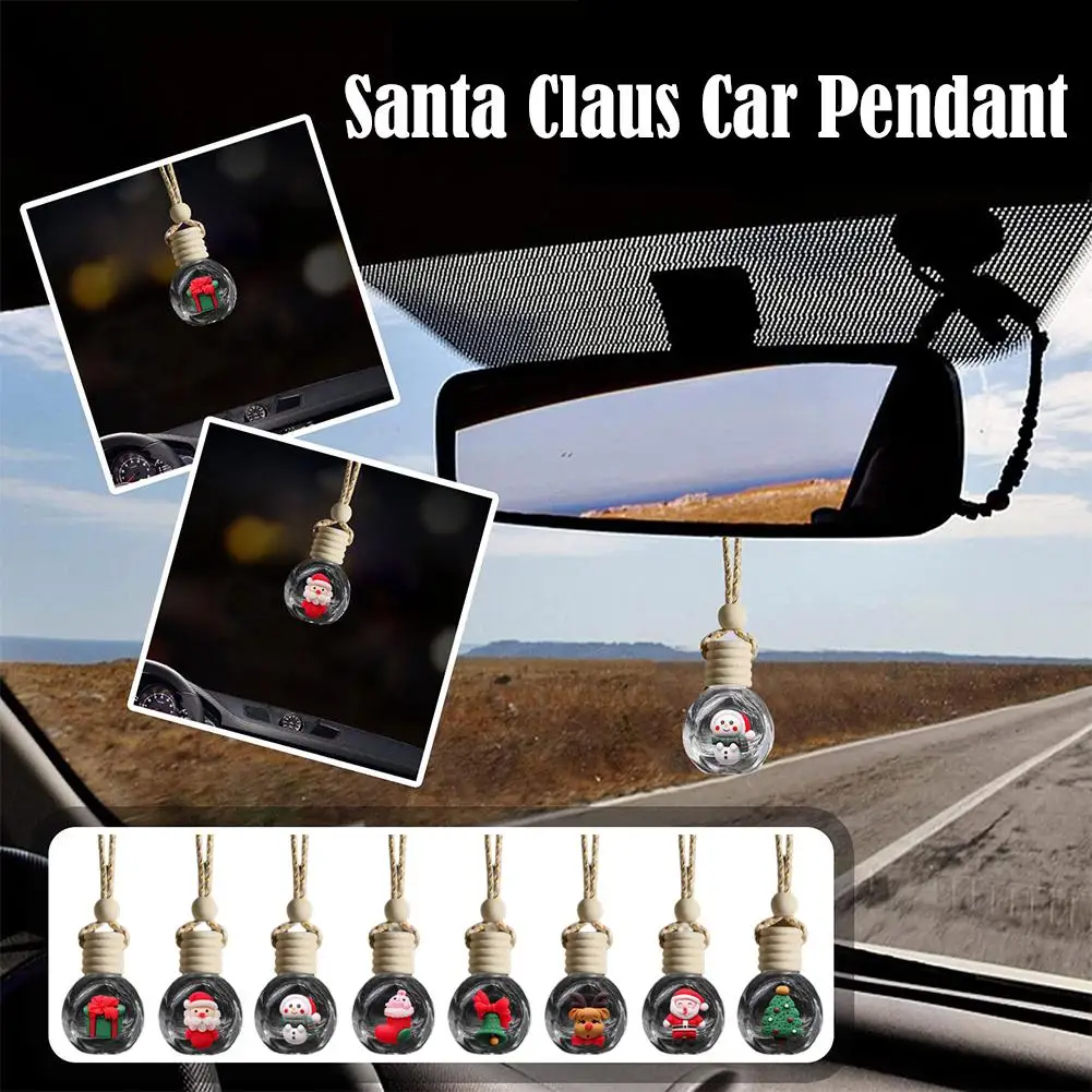 10ml Santa Claus Car Pendant Aromatherapy Christmas Gift Glass Refill Diffuser Empty Bottle Ornament M0y3