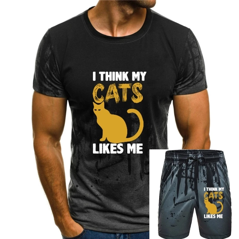 

I Think My Cats Funny T-Shirts Men's Oversized Cotton Tops Streetwear Tee Shirts Boy's Casual Short Sleeve Tees
