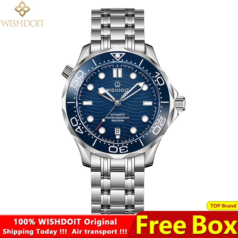 

100%Original WISHDOIT Men Automatic Mechanical Watch Stainless steel Waterproof Luminous Watches Casual Fashion Wristwatches
