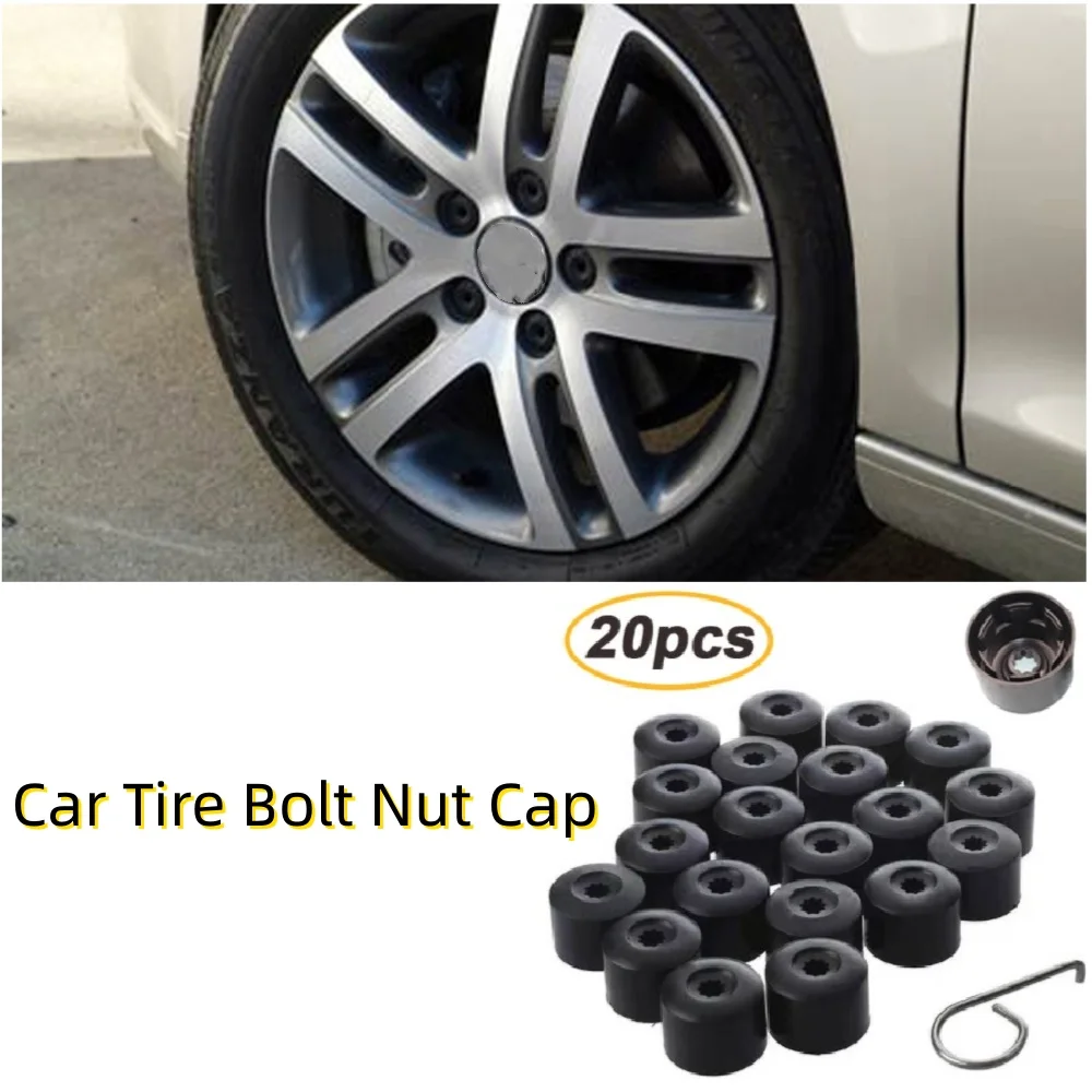 

20PCS Car Tire Bolt Nut Cap Plastic Hub Cap for VW Jetta Golf MK5 Passat B6 Wheel Lug Bolt Center Nut Cover Dust Proof Protector