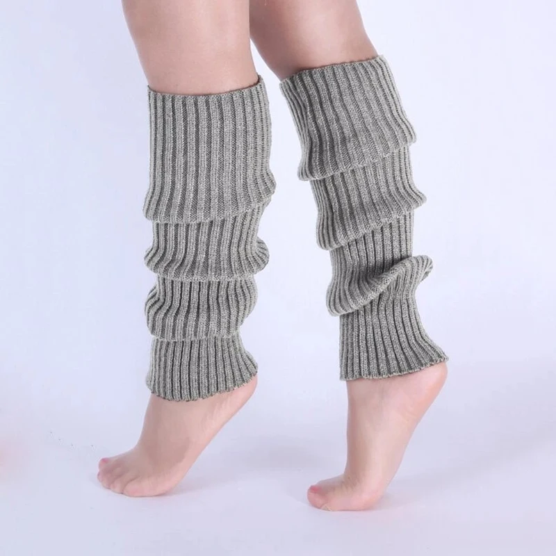

Warm Woolen Hosiery Sleeve Single Needle Socks Women Girls Solid Color Stripe Footless Socks Fashion Autumn Leg Warmer Stocks