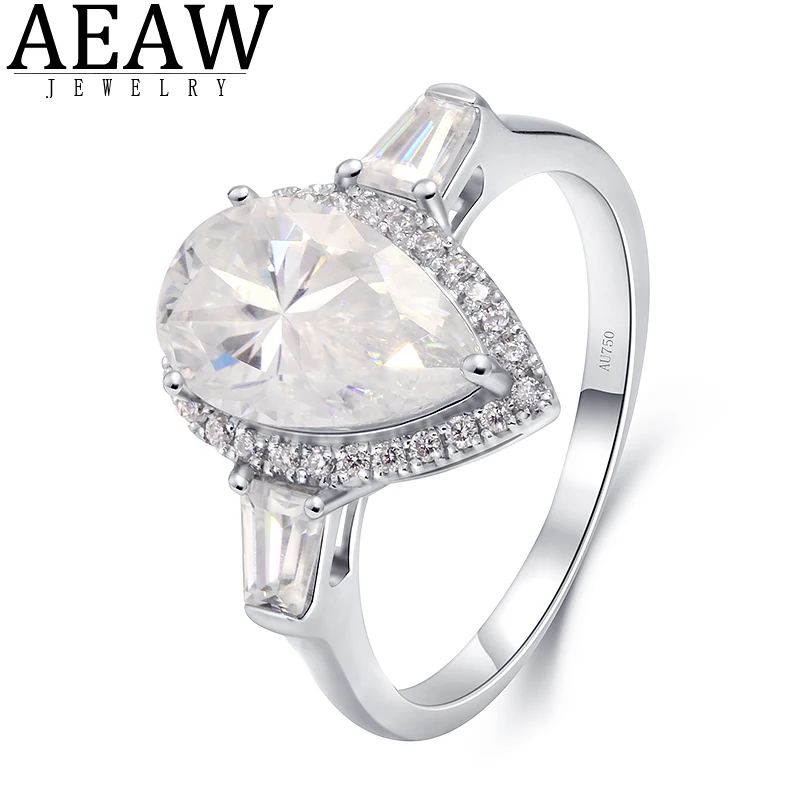 

3carat 7x11mm Pear Cut D VVS1 Moissanite Engagement Wedding Ring Halo Style Fine Jewelry 14K Yellow Gold