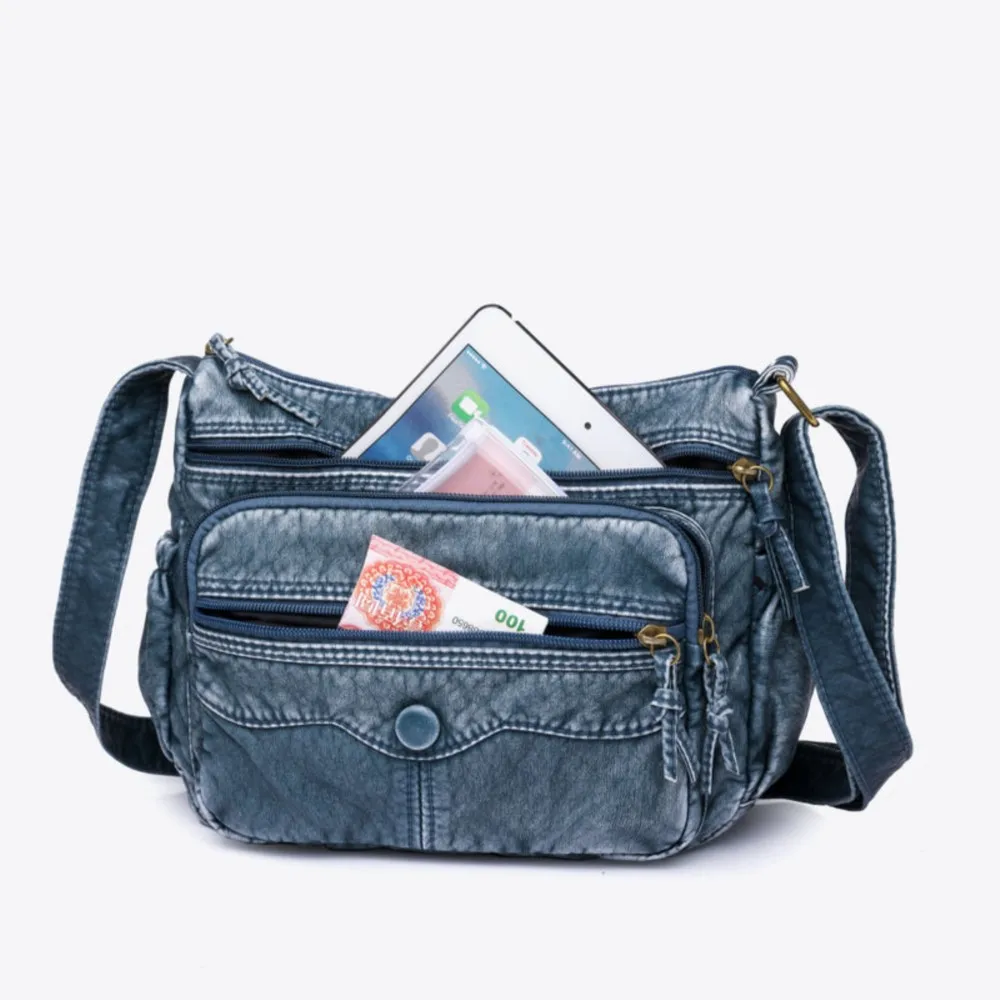 Washed Denim Color Bag Women Shoulder Bag Pu Leather Crossbody Bag Soft bags for women Designer Messenger Women's Satchels Bag