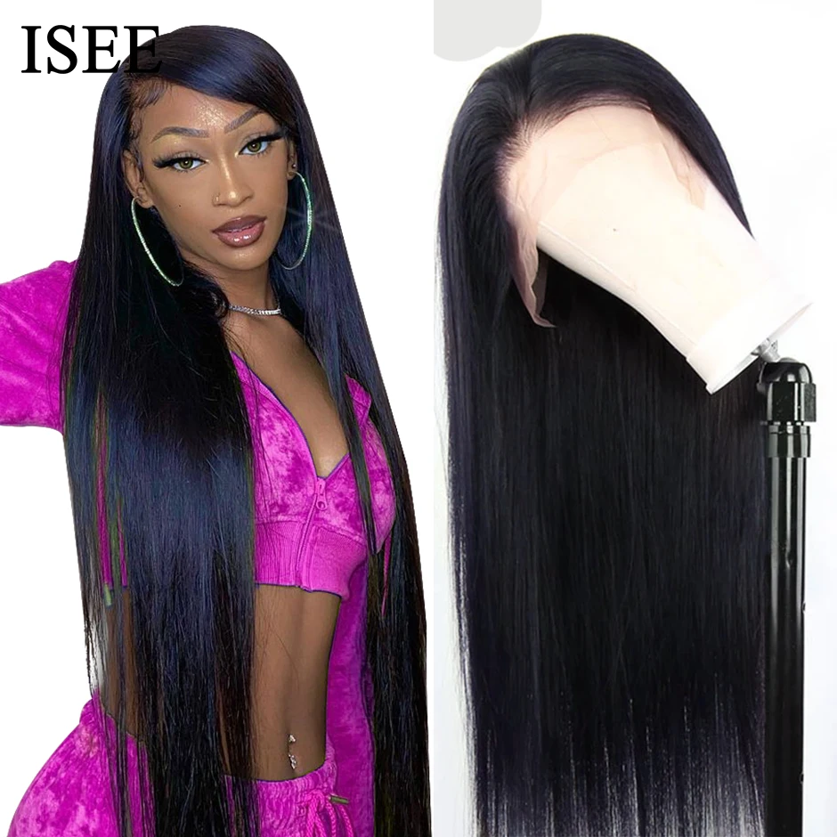 

ISEE HAIR Straight 360 Lace Frontal Wig Straight Human Hair Wigs For Women Malaysian Straight Lace Frontal Human Hair Wigs