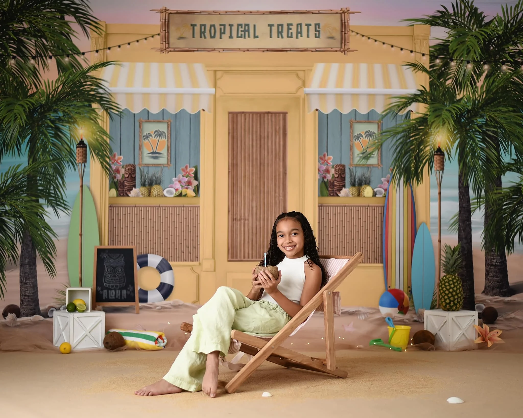 Фоны с тропическими лакомствами летний пляж детская фотография фотосессия мир