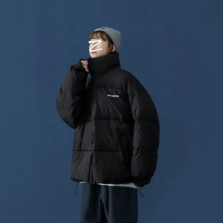 2022 New Winter Cotton-padded Jacket Women's Korean Loose Plus Velvet Thick Down Padded Couple Stand-up Collar Parkas Jacket Men