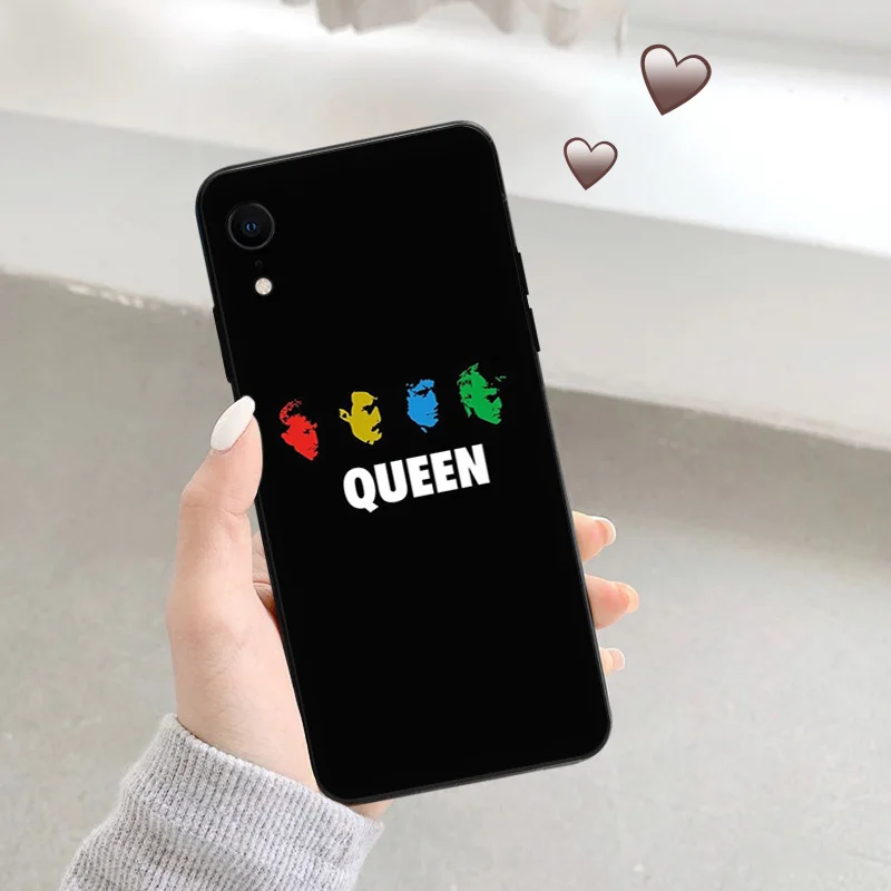 Чехол для Телефона iphone 16Plus XR XSMax 15 14 13 12 11 16 Pro Max Mini 7 8 Plus 15Pro QUEEN Band черный мягкий