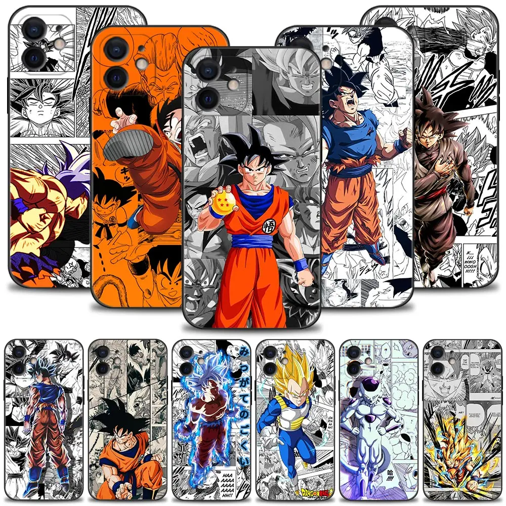 

Phone Case for iPhone 13 12 11 Pro XS Max XR X 8 7 Plus 13mini 12mini Cover Silicone Funda Dragon Ball God Goku Vegeta Comics