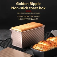 450g rectangle loaf pan with cover bread baking mould cake toast non stick toast box with lid gold aluminized steel bread mould