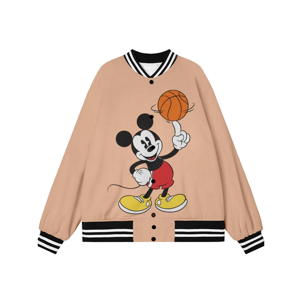 

Disney Mickey and Minnie Baseball Jackets Mens Womens Hip Hop Harajuku Jackets Streetwear Boys Girls Loose College Jackets