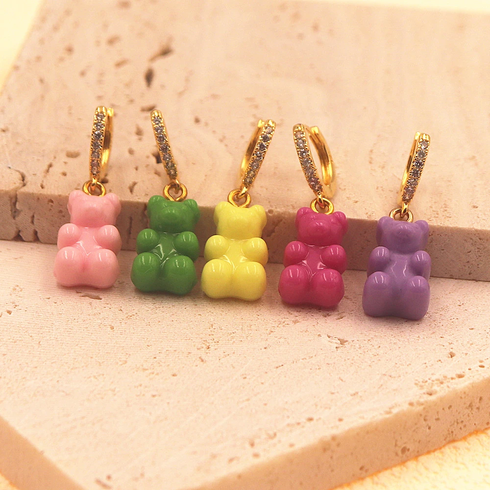 Модные Разноцветные полимерные серьги в виде медведя для искусственных животных