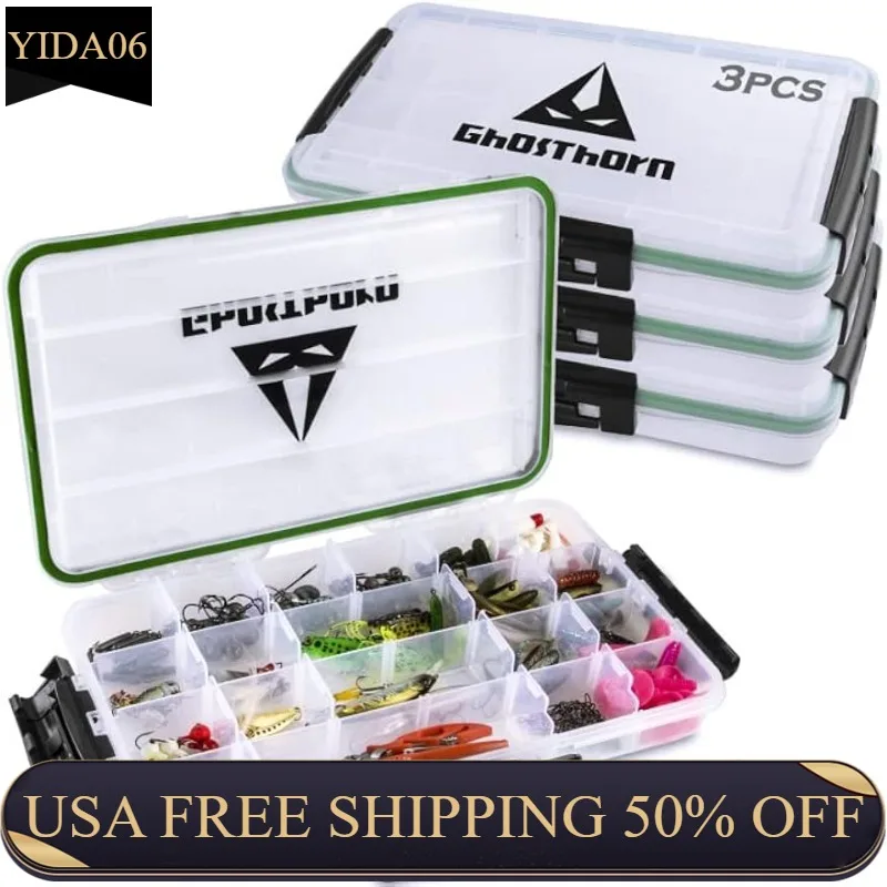 

Fishing Tackle Box, Waterproof 3600 and 3700 Tackle Trays, Plastic Tackle Box Organizer with Removable Dividers Storage Lure