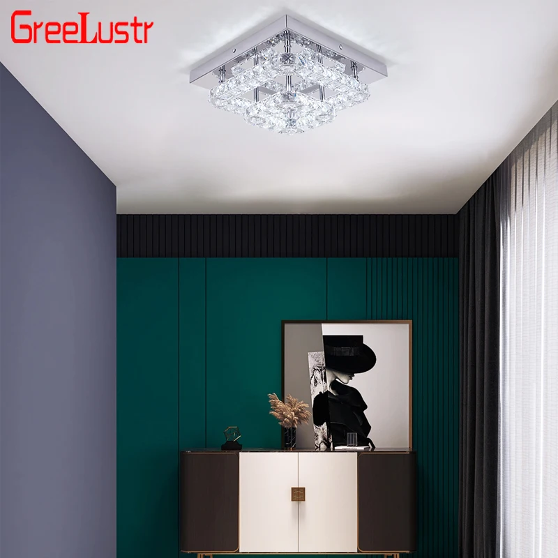 

Хрустальная Потолочная люстра K9 для помещений, светодиодная лампа для спальни, коридора, квадратный интерьер, домашний декор, подвесной све...