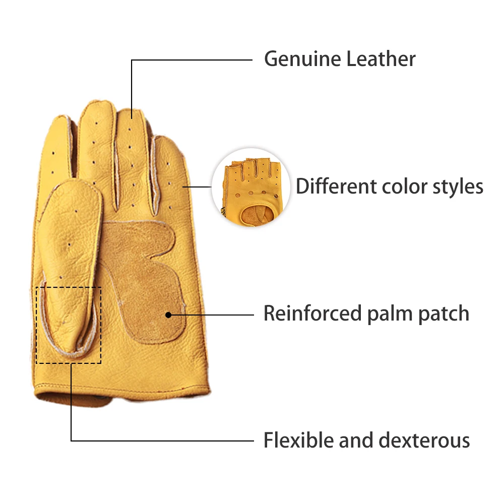 Мужские мотоциклетные перчатки из натуральной кожи в стиле ретро |