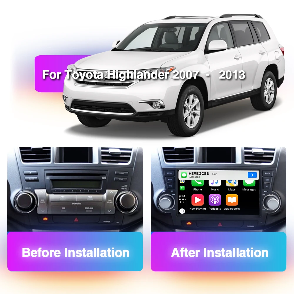 Carplay DSP 2Din Android 11 0 Автомобильный GPS мультимедийный плеер для Toyota Highlander 2 XU40 2007-2013