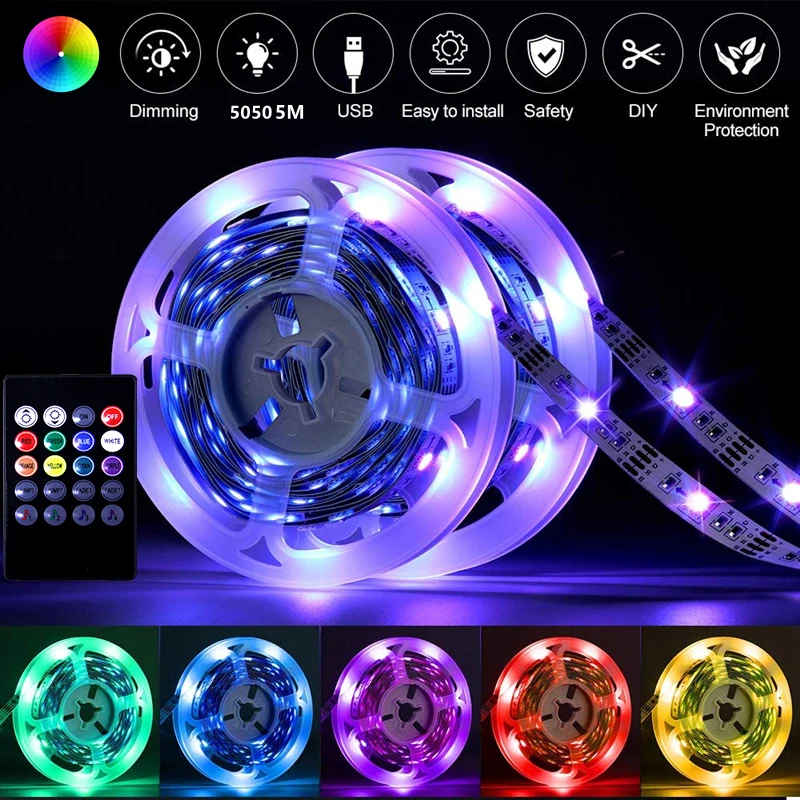 Светодиодная лента 5050 RGB для подсветки телевизора через стену USB Bluetooth управление