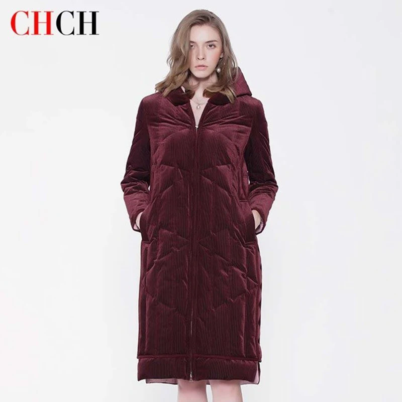 CHCH Fashion 2023 New Winter Jacket Parkas Women Glossy Down Cotton Jacket Hooded Parka Jacket Casual Outwear cloth