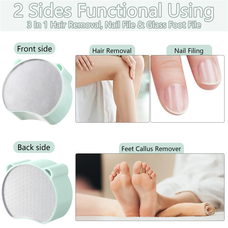 

New Double Sided Nano Glass Hair Grinder 2-In-1 Foot Grinder Manual Physical Safe Epilator Easy Cleaning Reusable Epilator Tool