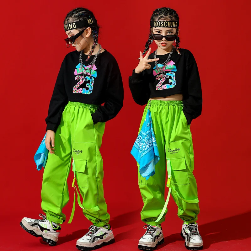 

Модная детская одежда для джазовых танцев, костюм в стиле хип-хоп для девочек, модная одежда для выступлений в стиле хип-хоп