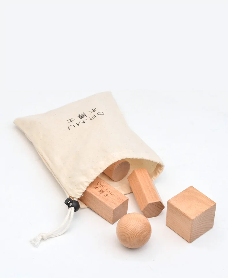 Цена Сумка для загадок Монтессори, деревянные сенсорные игрушки, предметы, геометрические формы, натуральное дерево, Массив дерева, 3 года