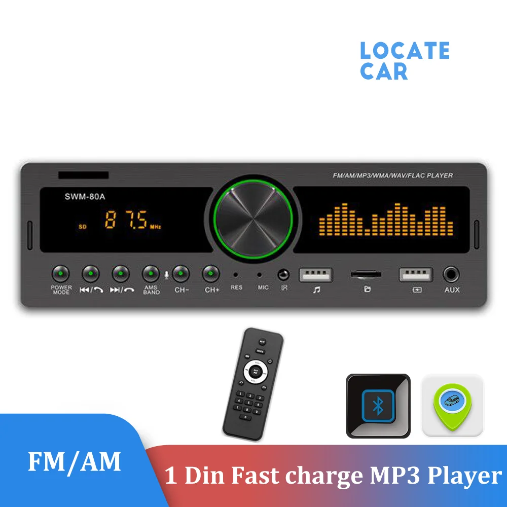 

In-Dash Car Radio Stereo Voice Assistant Digital Bluetooth Audio Music USB/SD/AUX-IN/AM/FM MP3 Player Fast charge