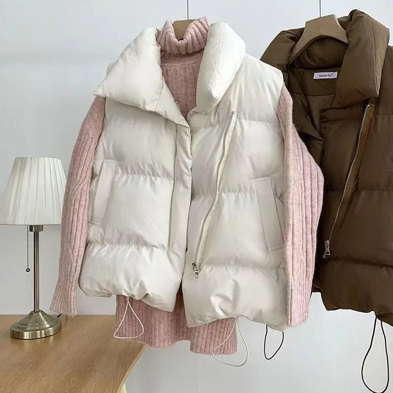 

Cotton Vest 2023 Autumn And Winter Korean Version Of Small Fragrant Wind Stand Collar New Cotton-padded Vest For Women Clip Coat