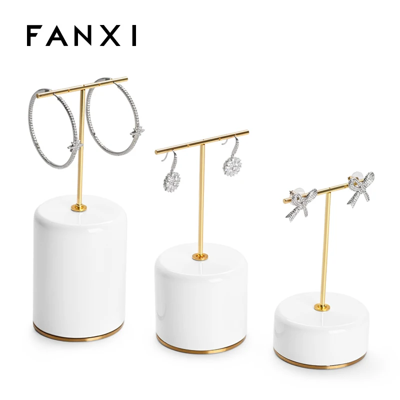 Light luxury metal resin earrings display stand Simple earrings earrings round base white earrings display stand