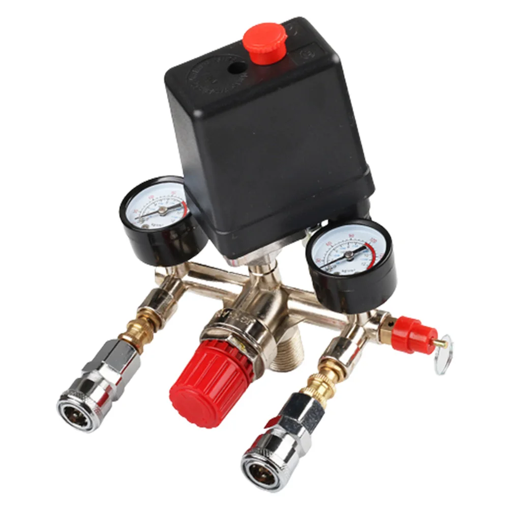 

220V/380V Air Compressor Pressure Pump Switch Control Manifold Relief Regulator 90-125psi Pressure Gauge Control Valve