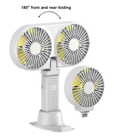 chargeable portable handheld dual head air cooler fan 180%c2%b0 foldable 3000mah battery mini desktop electric fan with phone holder